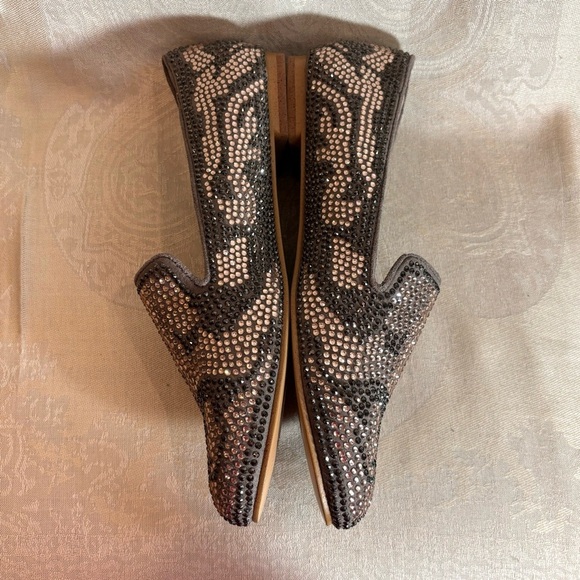 STEVE MADDEN Sz 9.5 Conncord Rose Gold  Pewter Sparkly Studs Ballet Flats Shoes - Picture 4 of 9